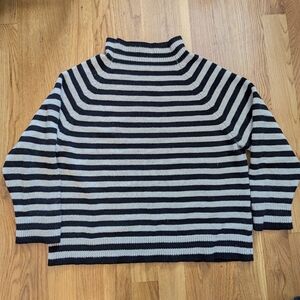 Jo Godon Striped Felted Jumper, Black And Oatmeal, L